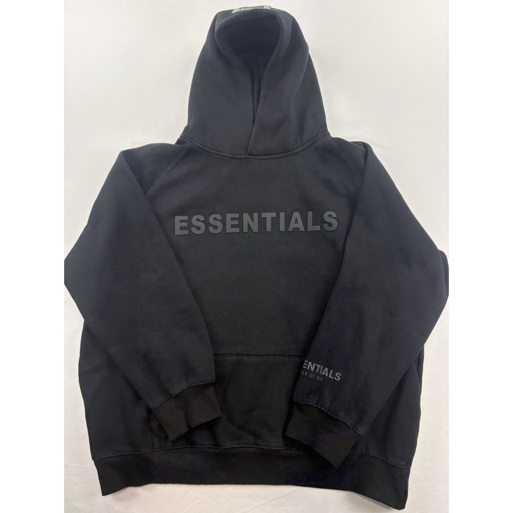 Fear Of God Essentials Boxy Fit Hoodie Black 100% Cotton Men's XL